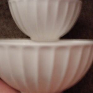 White Ribbed Ceramic Bowls